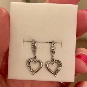 Genuine Diamond Heart Earrings